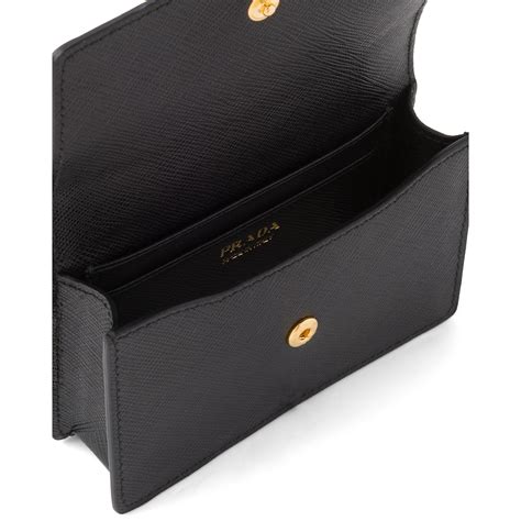 prada saffiano leather card holder with shoulder strap|prada saffiano long wallet.